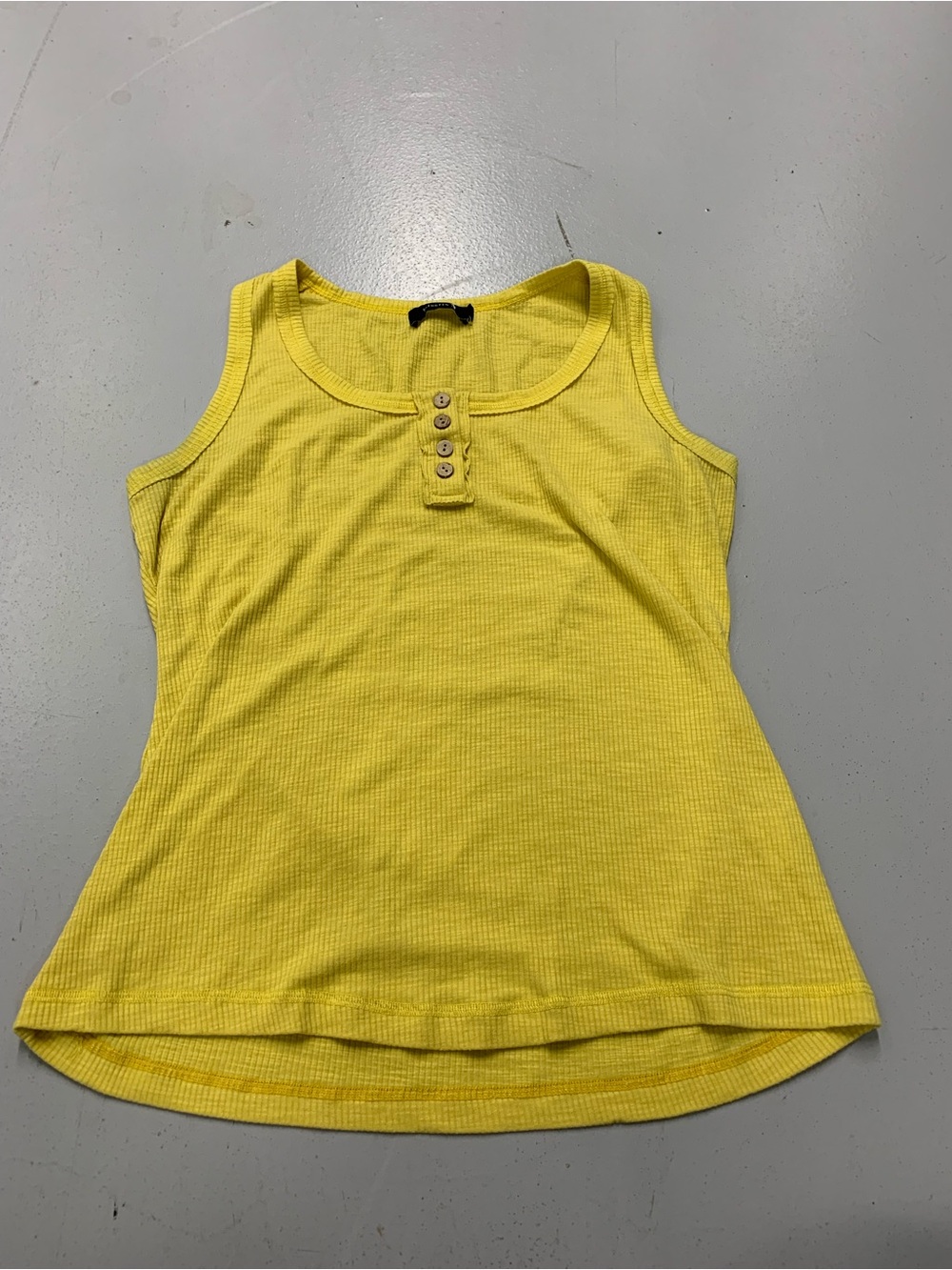 Kissfix Yellow Waffle Knit Button Tank Top Sz S/M